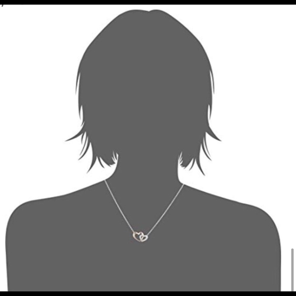 Ss Double Interlocking Heart Diamond Necklace Nwot - image 5